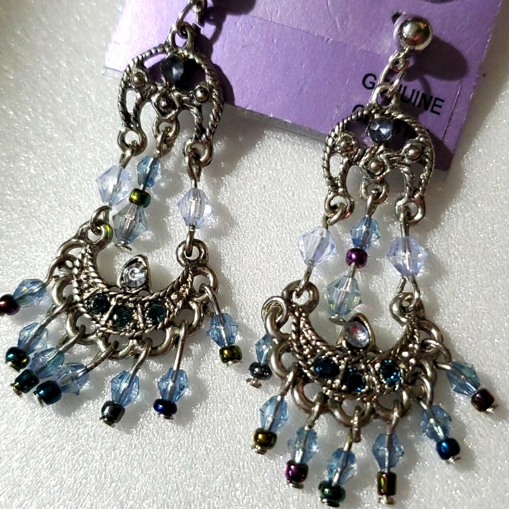 Genuine Blue Crystal Earrings